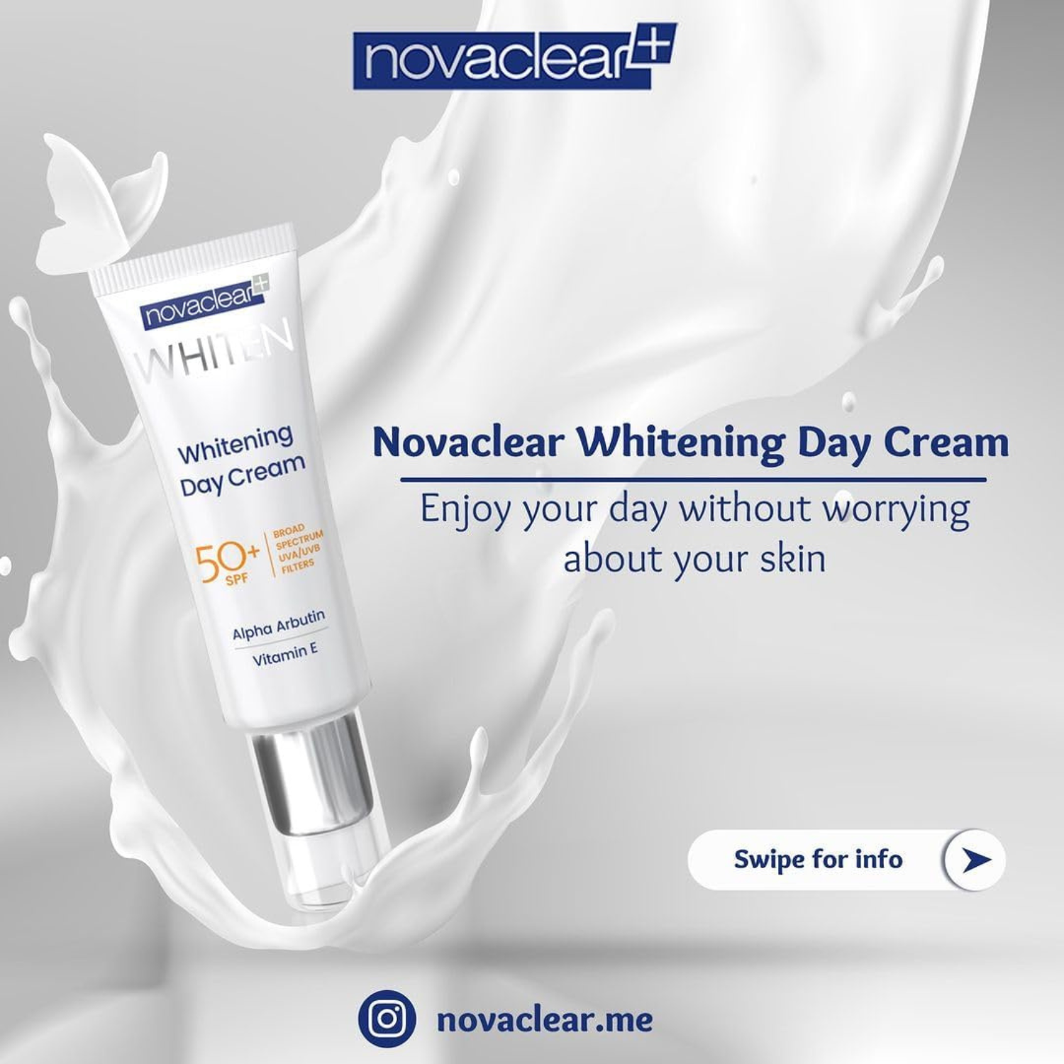 Novaclear WHITENING DAY CREAM- Skin Lightening Cream with Alpha Arbutin, Tranexamic Acid and SPF 50 for all skin tones, reduces hyperpigmentation and effectively protects the skin from UV radiation