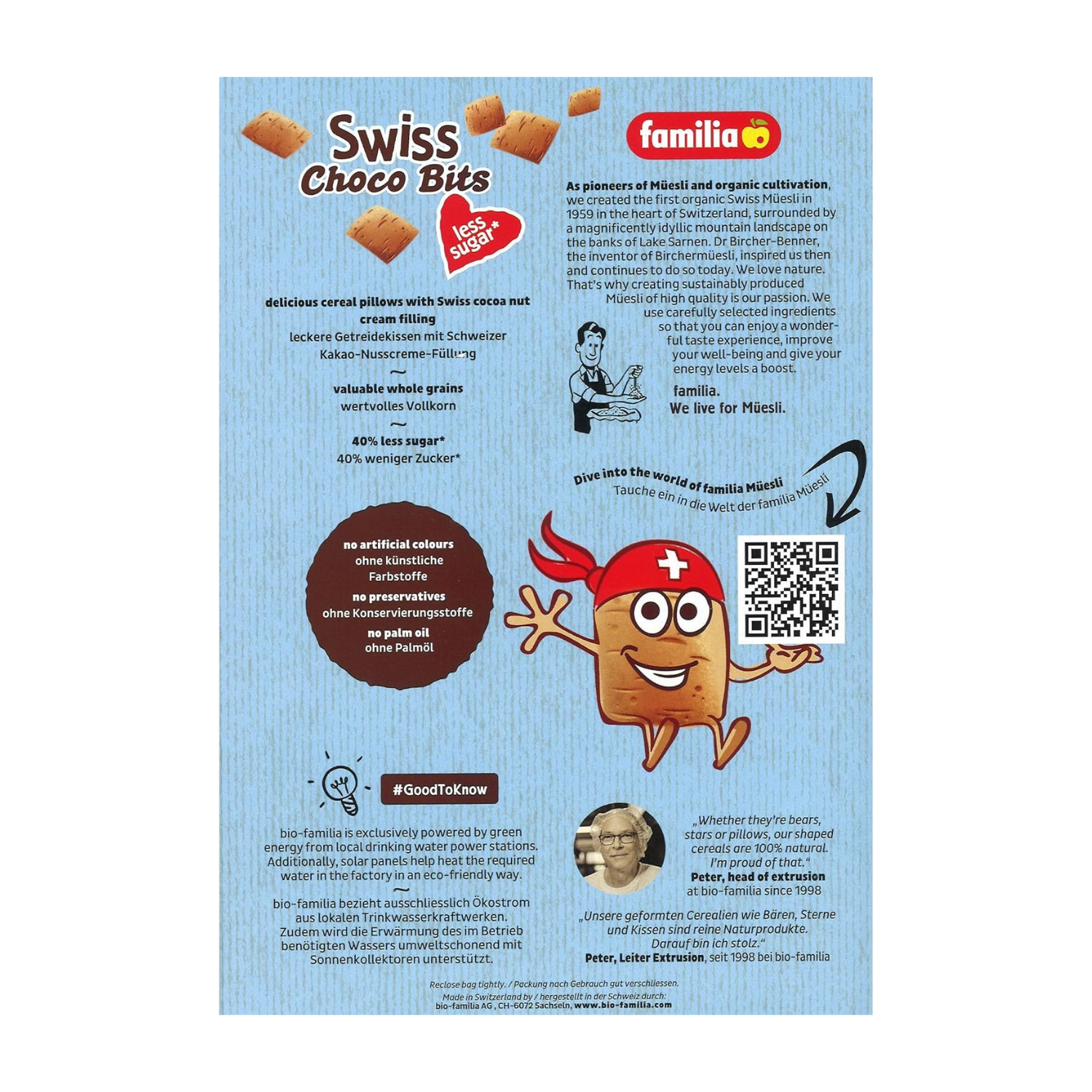 Familia Swiss Choco Bits Less Sugar, 350 g - Pack of 1