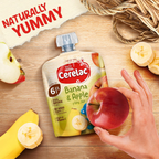 Cerelac Banana, Apple & Oats, 100% Natural Fruits, No Added Sugar, From 6 Months, Puree Pouch 90g (16 Pouches)