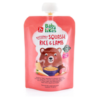 Babylikes Organic Halal Baby Food Pouches Stage 2 (7+ months) - Butternut Squash, Rice and Lamb Puree Meals 130g, Dairy-Free Complete Weaning Food for Babies On-the-Go