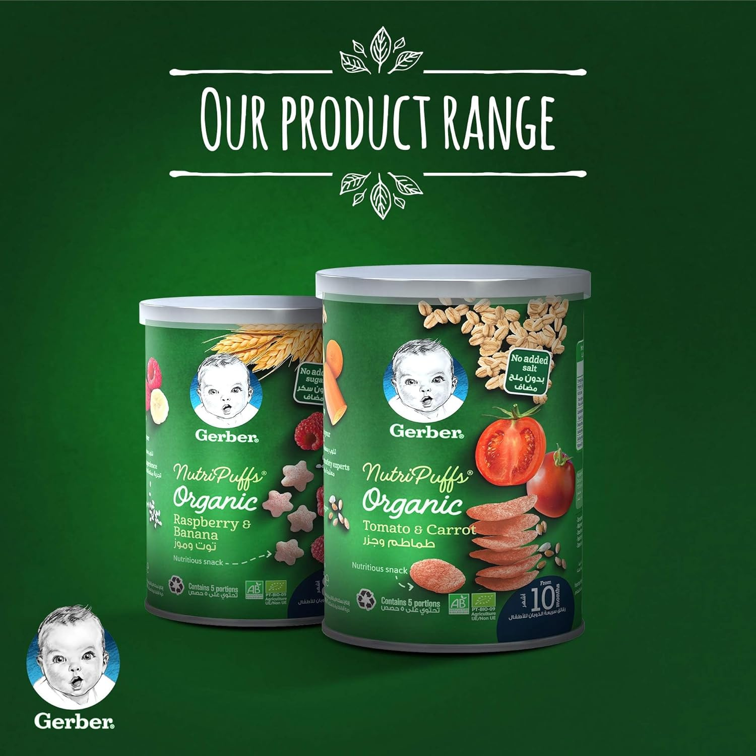 Nestle Gerber Organic Nutripuffs Raspberry & Banana, Baby Food, Tin, 35g
