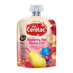 Nestle Cerelac Fruits Puree Pouch Raspberry Pear Banana & Oats baby Food 90g