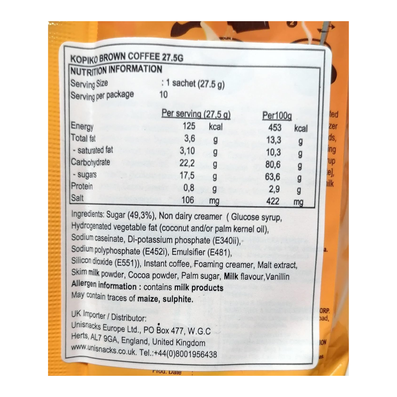 Kopiko Brown Instant Coffee Mini Bag 10 Sachets x 27.5g