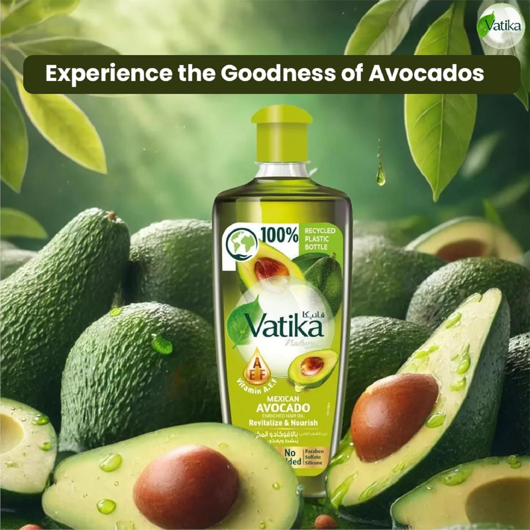 Vatika Naturals Mexican Avocado Hair Oil 200ml | Natural Oleic Acid & Vitamin A, E, F | For Shiny, Strong and Nourished Hair | No Paraben, No Sulfate, No Silicone