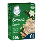 Nestle Gerber Organic Infant Cereals Wheat, Oat & Vanilla Fruit Puree, 200 G