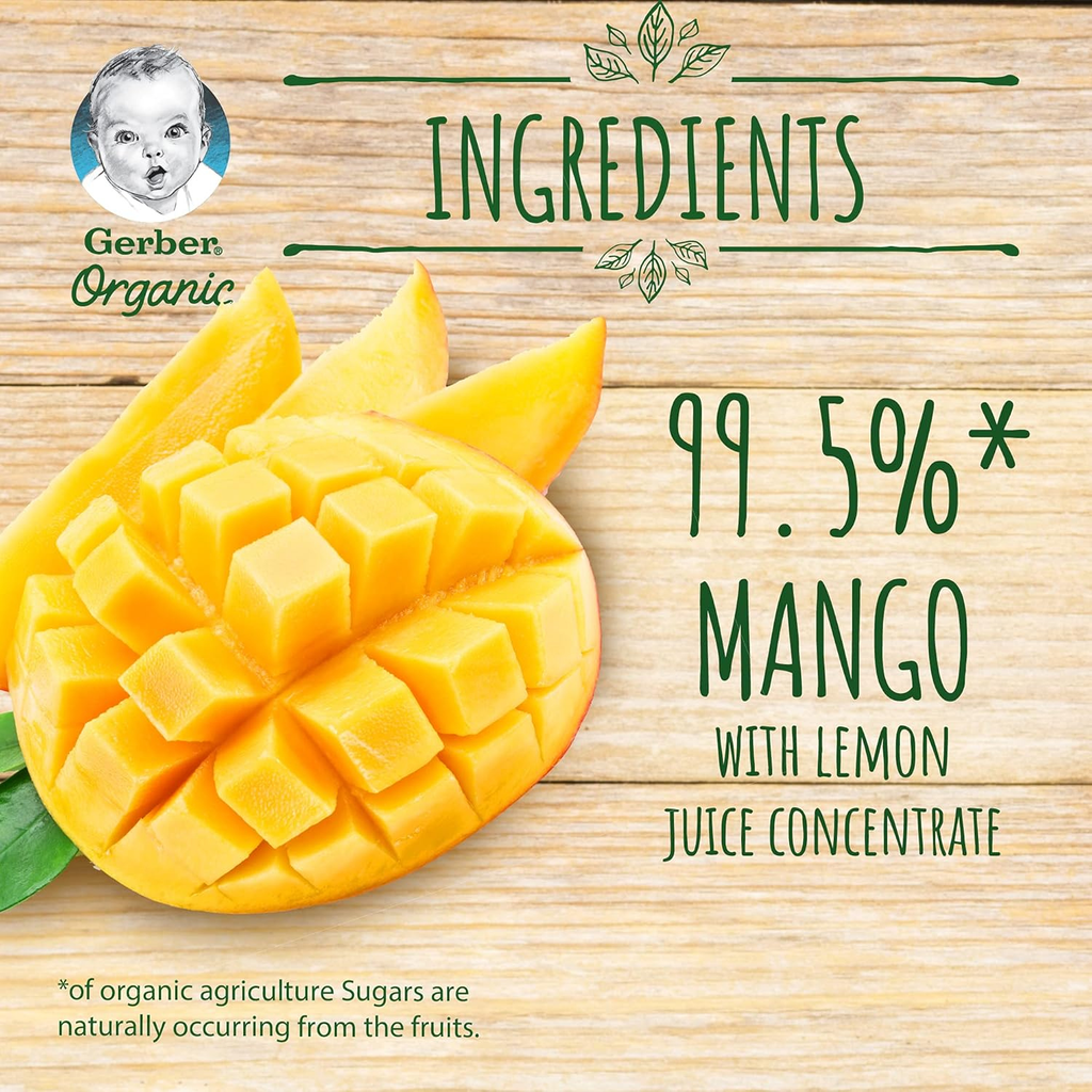 Nestle Gerber Organic Puree, Mango, Baby Food, From 6 Months, Pouch, 90g
