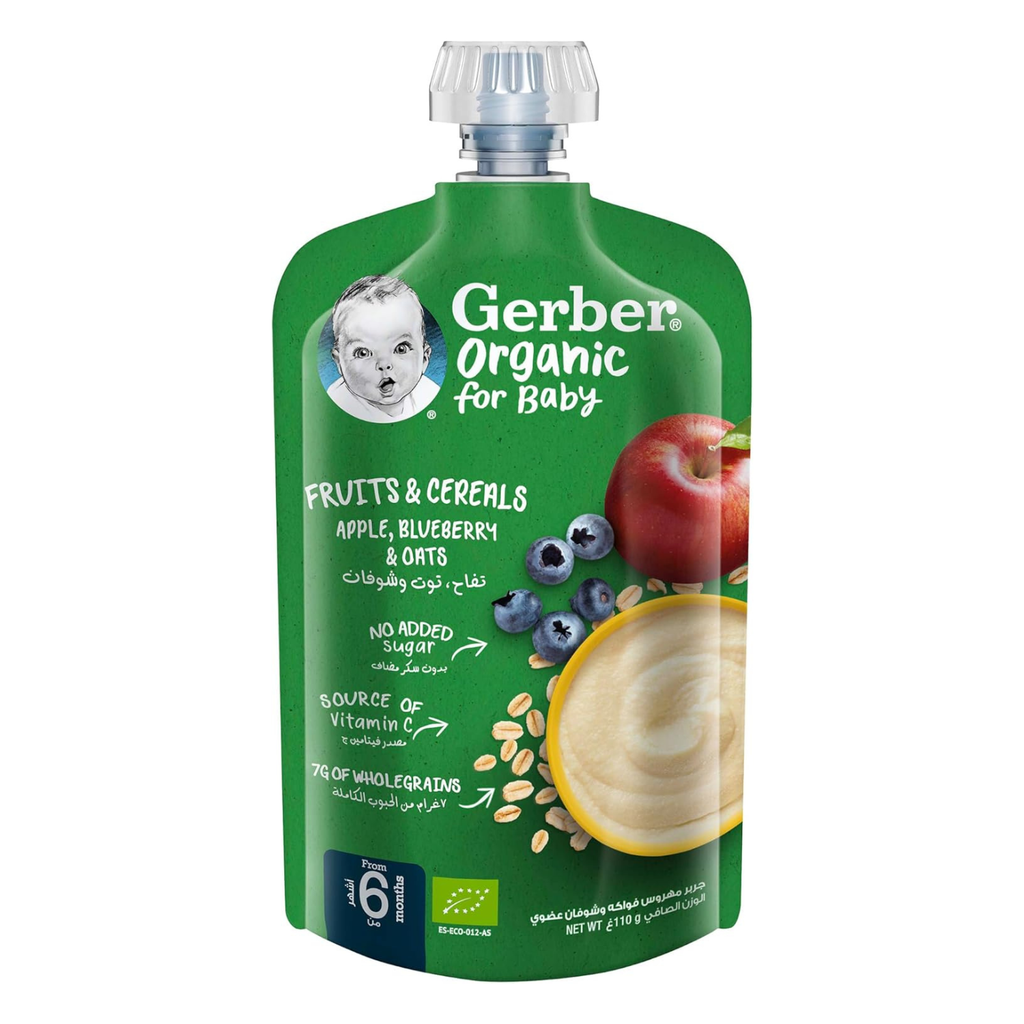 Gerber Organic Porridge in Apple, Blueberry & Oats Flavor (110g)