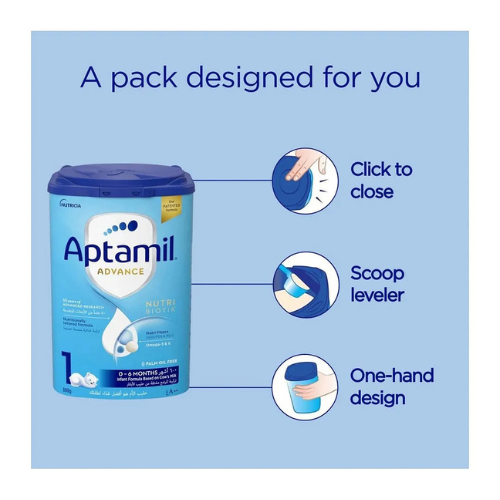 Aptamil Advance 1 Infant Formula Milk From 0-6 Months, Easy To Use Pack, 800g