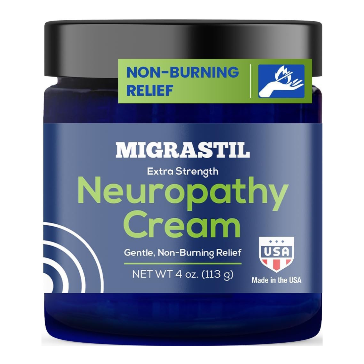 Migrastil Extra Strength Neuropathy Nerve Cream (4 oz.) - Gentle, Non-Burning Support for Feet, Hands, Legs, etc. Long-Lasting Non-Greasy Plant-Based Formula - No Strong Odor. Made in the USA