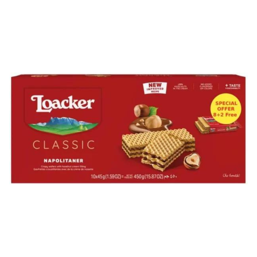 Loacker Napolitaner Classic Wafers 45 grams, Promo Pack of 10
