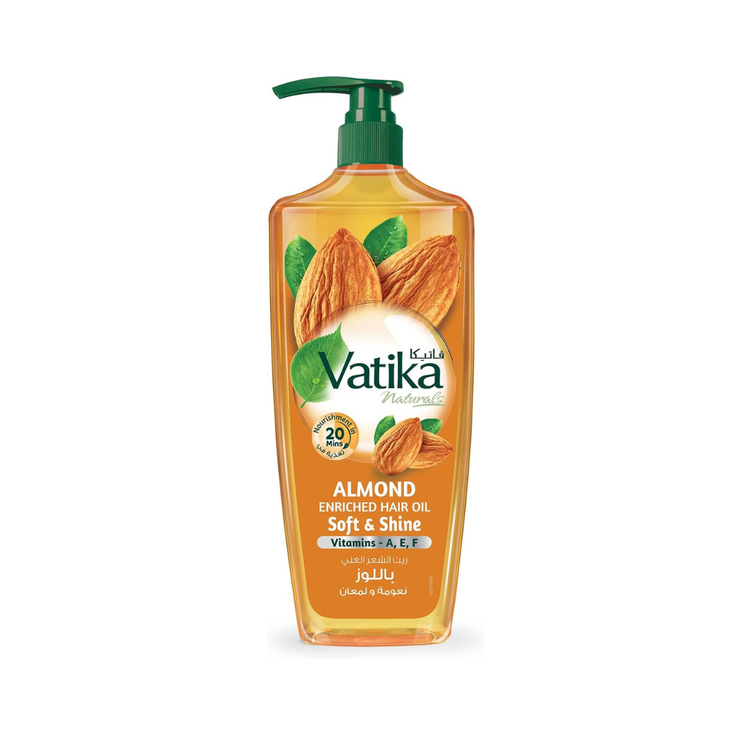 Vatika Naturals Almond Enriched Hair Oil | With Goodness Of Almond, Coconut & Sesame |Vitamin A, E, F Softens & Shines | For Dry & Frizzy Hair - 300 ml + Pump For Easy Use
