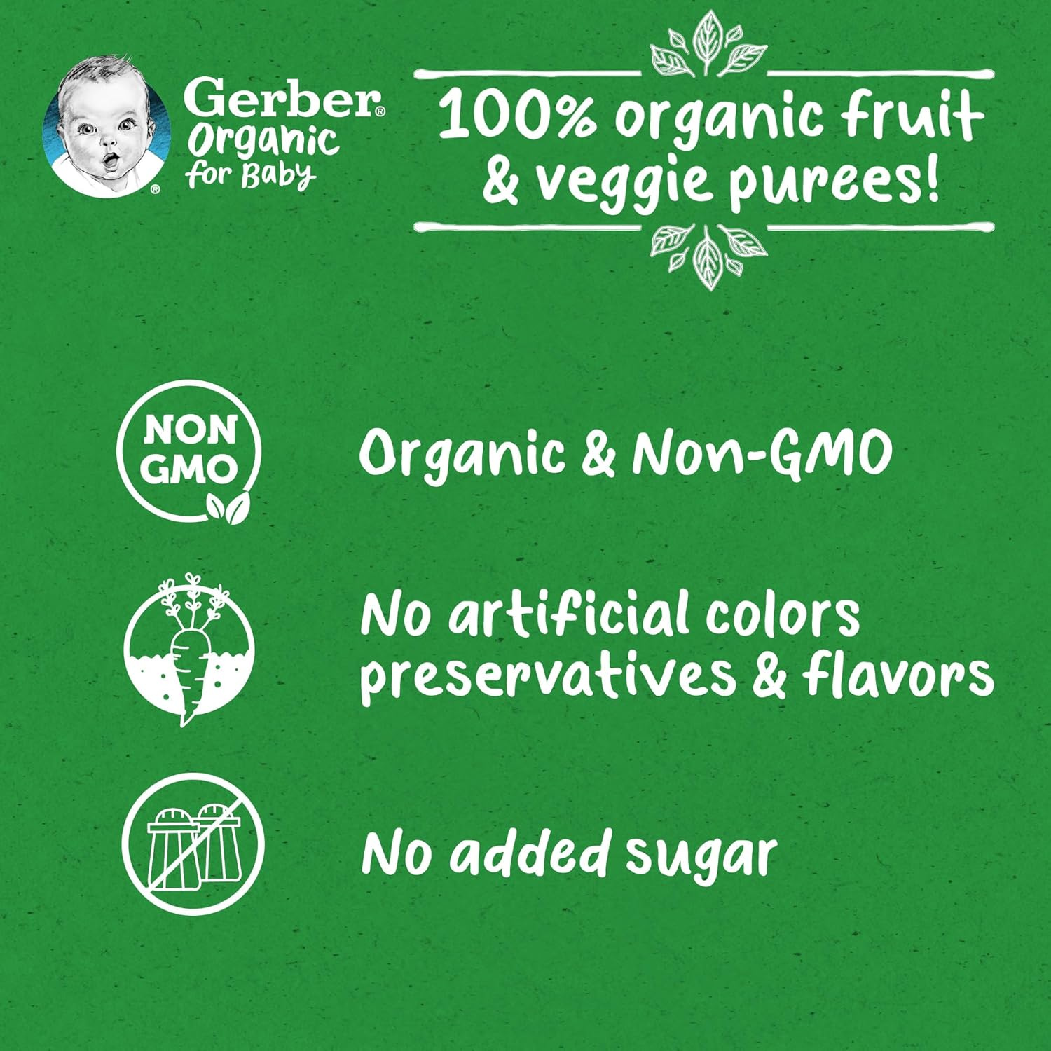 Nestle Gerber Organic Puree Apple, Banana, Blueberry & Blackberry Baby Food, 90G, large
