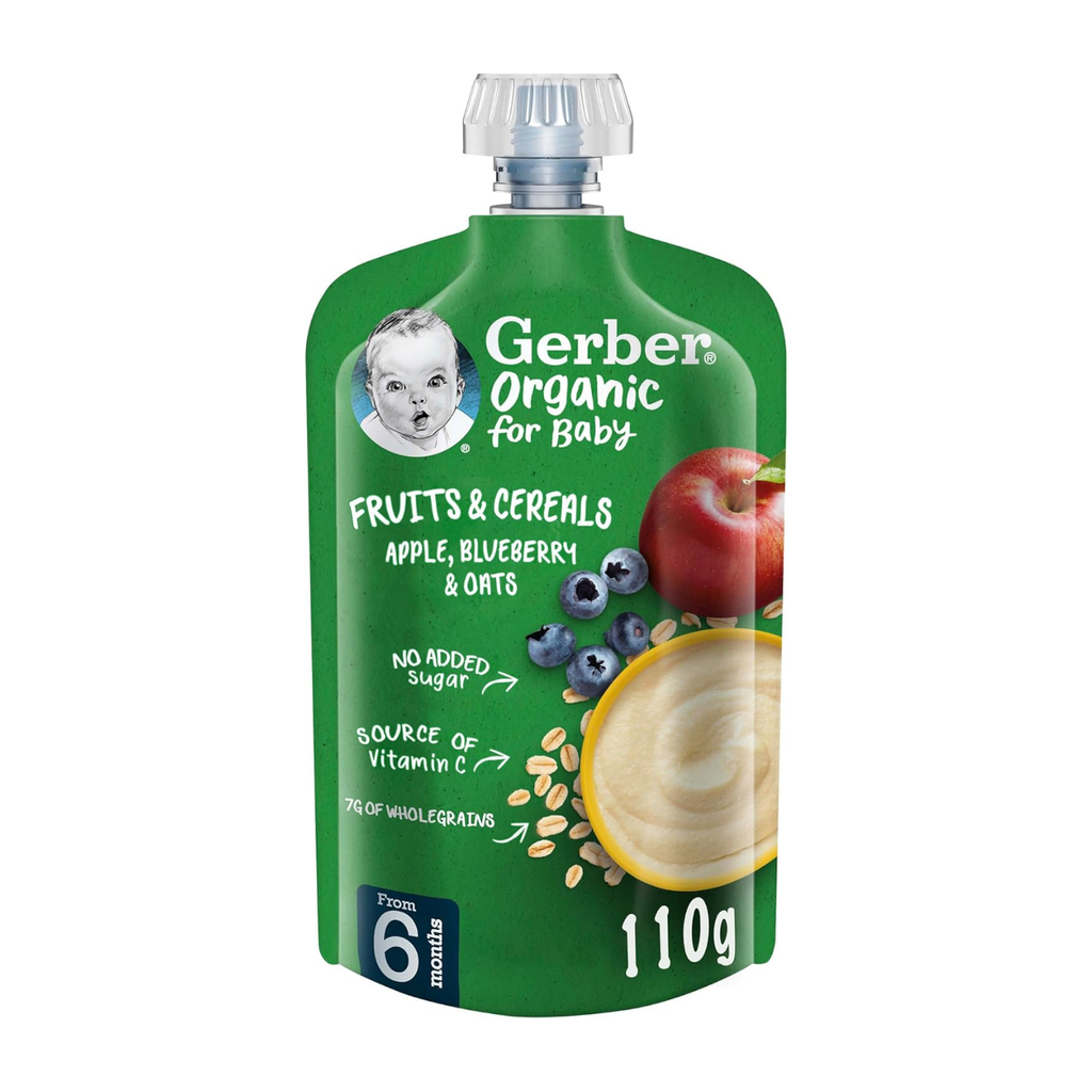 Gerber Organic Porridge in Apple, Blueberry & Oats Flavor (110g)