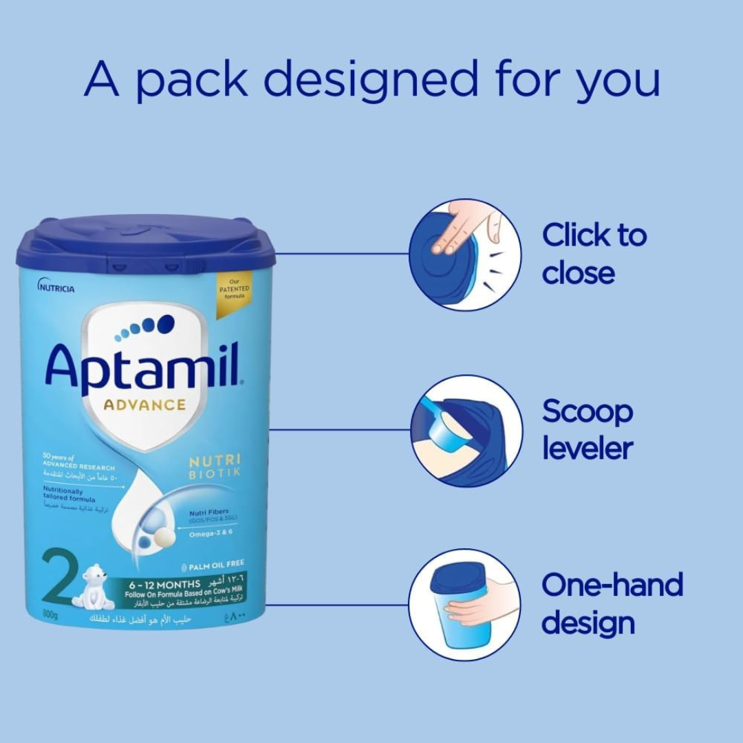 Aptamil Advance 2 Follow-On Formula Milk From 6-12 Months, Easy To Use Pack, 800g