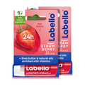 Labello Strawberry Shine Lip Balm, 24H Melt-In Moisture, with Shea Butter and Natural Oils Enriched with Vitamins, with Natural Ingredients, Mineral Oil Free, Vegan, 4.8g, Pack of 2