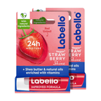 Labello Strawberry Shine Lip Balm, 24H Melt-In Moisture, with Shea Butter and Natural Oils Enriched with Vitamins, with Natural Ingredients, Mineral Oil Free, Vegan, 4.8g, Pack of 2
