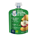 Nestle Gerber Organic Puree Pear, Apple & Banana Baby Food, 90g