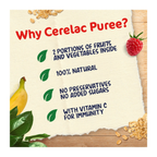 Nestlé Cerelac Fruits Puree Pouch Raspberry, Pear, Banana & Oats - 90g