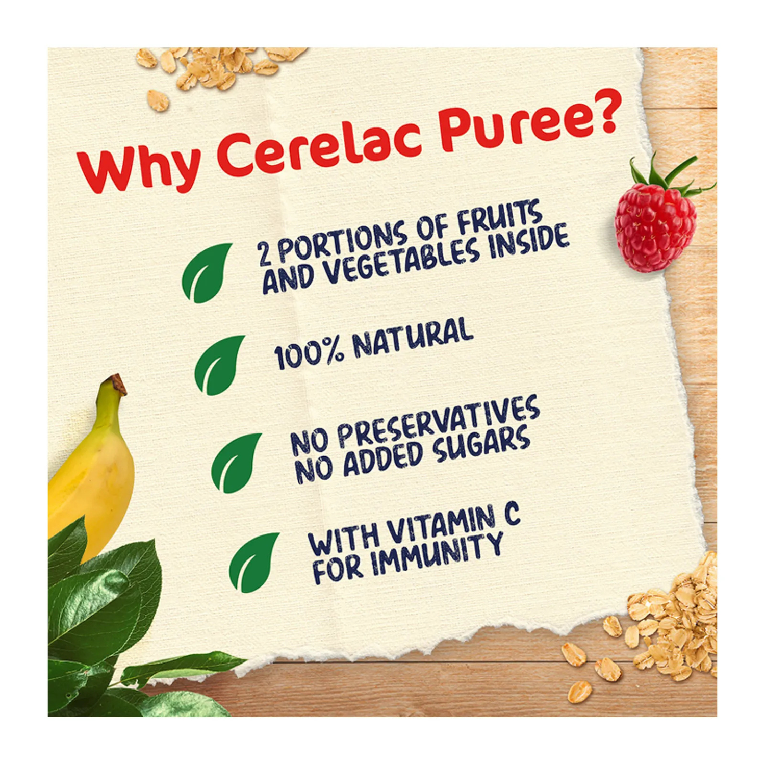 Nestlé Cerelac Fruits Puree Pouch Raspberry, Pear, Banana & Oats - 90g