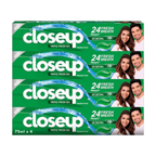 Closeup Triple Fresh Gel Toothpaste, Menthol Fresh, for 24HR fresh breath, 75ml x 4