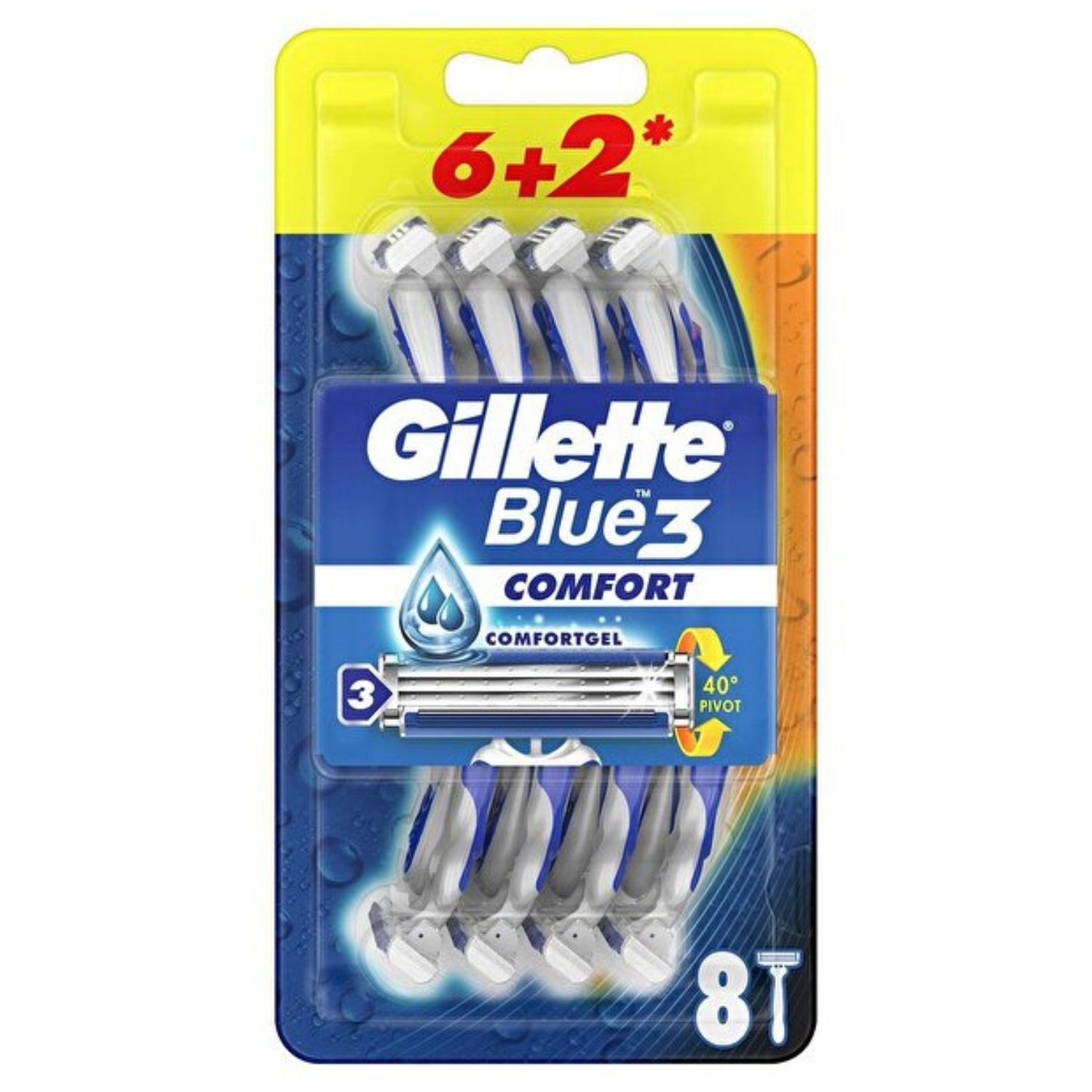 Gillette Blue3 Comfort Disposable Shaving Blades 8 pcs
