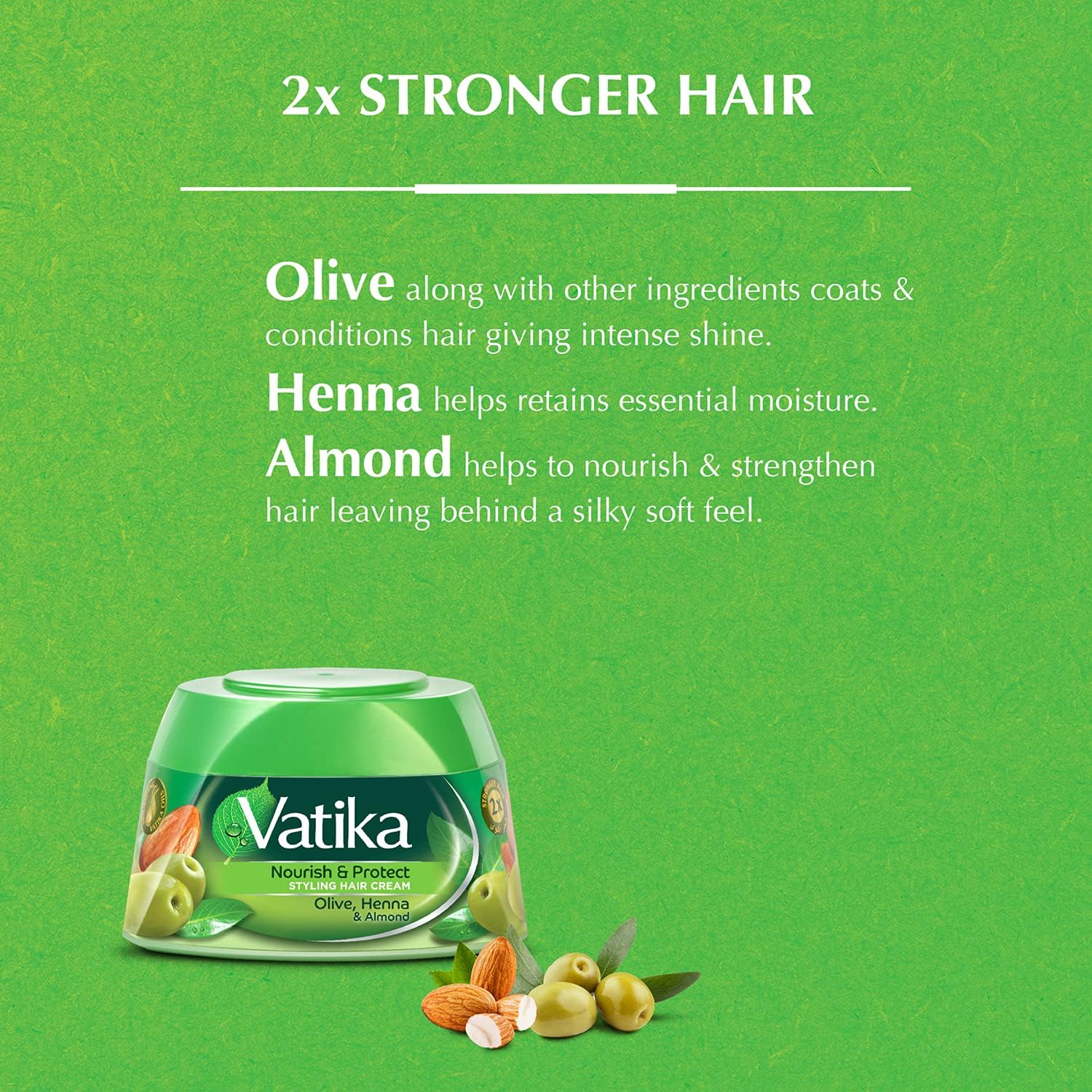 Vatika Naturals Nourish & Protect Styling Hair Cream | Henna, Almond, Aloe Vera & Nourishing Vatika Oils | Style & Texture - 140 ml