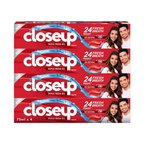 Closeup Triple Fresh Gel Toothpaste, Red Hot, for 24HR fresh breath, 75ml x 4