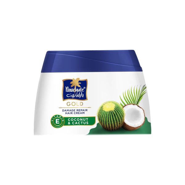 Parachute Gold Damage Repair Hair Cream with Cactus & Coconut | For Smooth, Shiny, Conditioned Hair | Controls Dull, Dry, Damaged Frizzy Hair | Non Sticky| Oil Replacement | 140ml