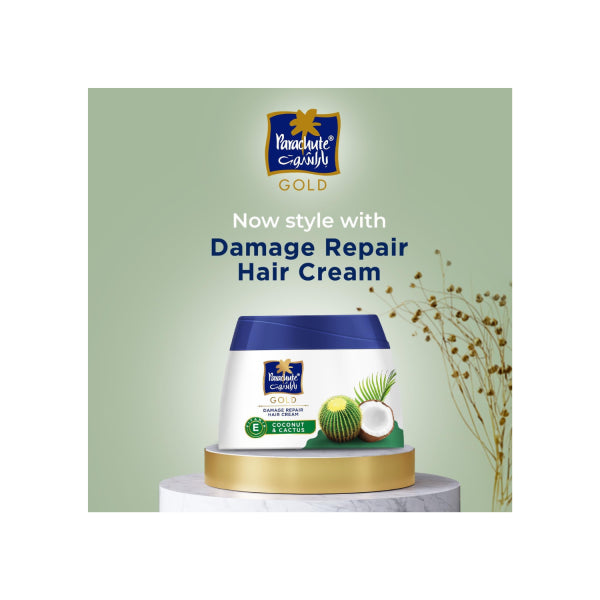 Parachute Gold Damage Repair Hair Cream with Cactus & Coconut | For Smooth, Shiny, Conditioned Hair | Controls Dull, Dry, Damaged Frizzy Hair | Non Sticky| Oil Replacement | 140ml