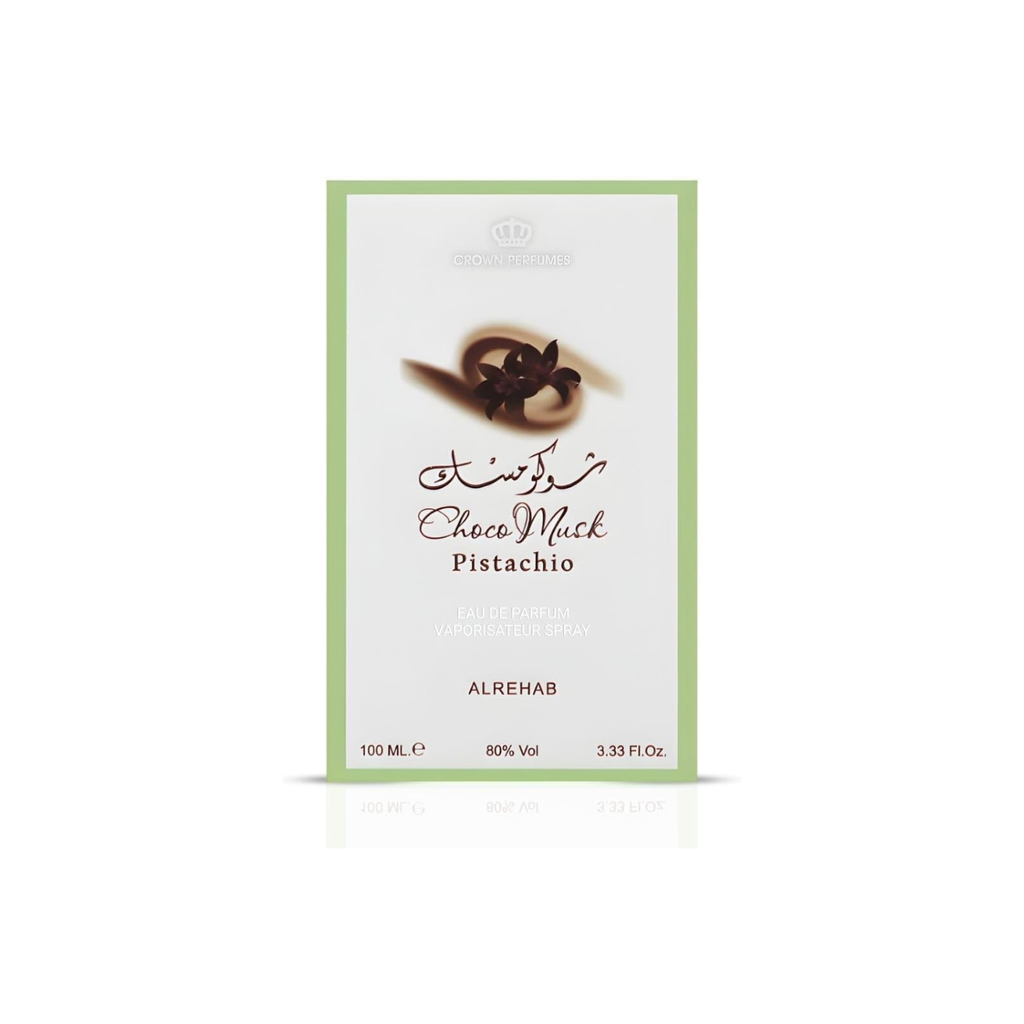Al-Rehab Choco Pistachio Eau de Parfum Spray 100ml / 3.4 oz - Sweet, Nutty Gourmand Fragrance with Vanilla, Cacao & Pistachio