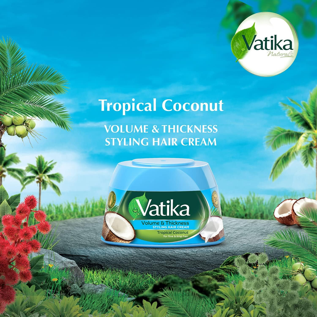 Vatika Naturals Volume & Thickness Styling Hair Cream with Tropical Coconut – 140 ml