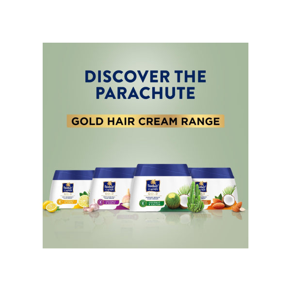 Parachute Gold Damage Repair Hair Cream with Cactus & Coconut | For Smooth, Shiny, Conditioned Hair | Controls Dull, Dry, Damaged Frizzy Hair | Non Sticky| Oil Replacement | 140ml
