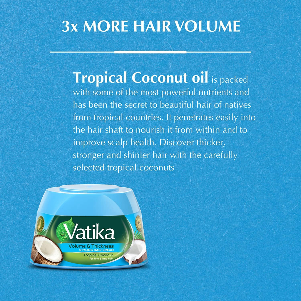 Vatika Naturals Volume & Thickness Styling Hair Cream with Tropical Coconut – 140 ml