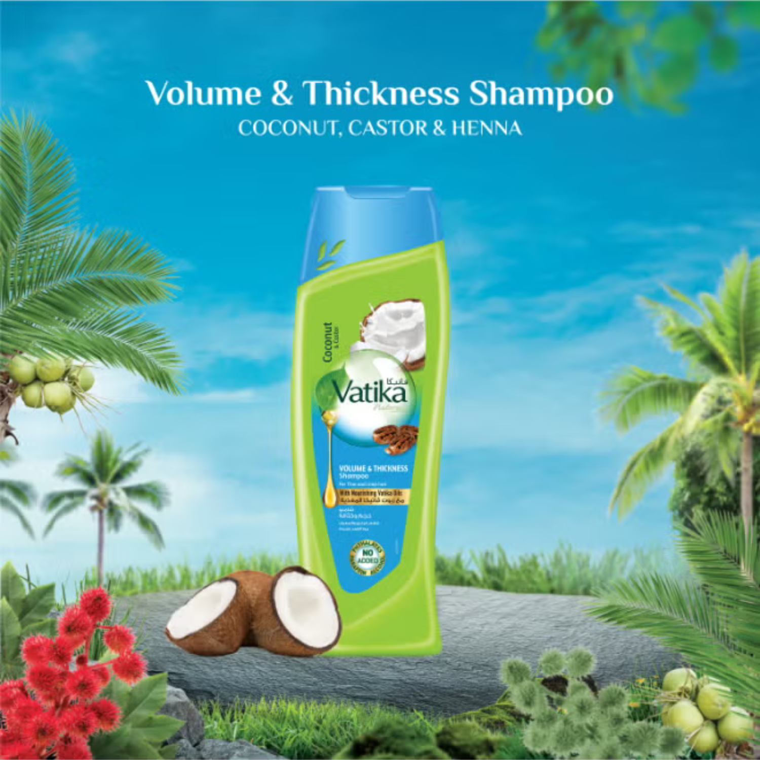 VATIKA Volume And Thickness Shampoo Enriched With Coconut And Castor For Thin And Limp Hair 400ml