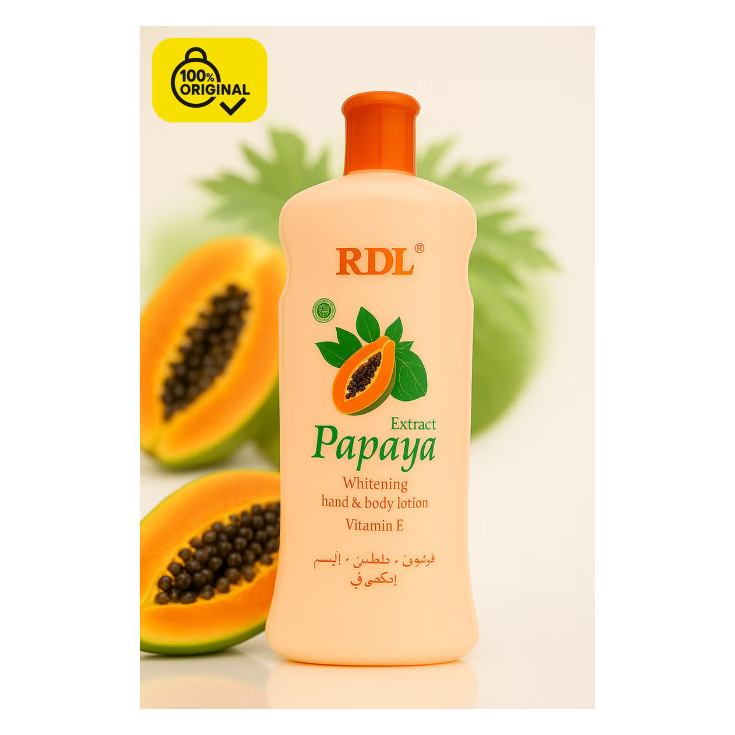 RDL Papaya Whitening Hand and Body Lotion with Vitamin E 600ml Moisturizing Nourishing Brightening Skincare for Dry and Dull Skin