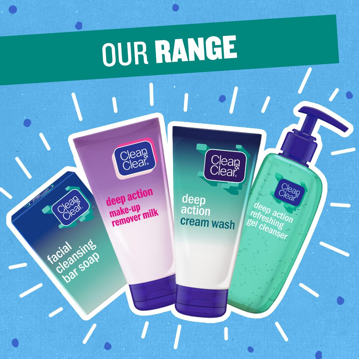 Clean & Clear Deep Action Refreshing Gel Cleanser 150 ml - Oil-Free Foamy Face Wash with Cooling Menthol for Clear, Refreshed, and Healthy-Looking Skin Daily Use