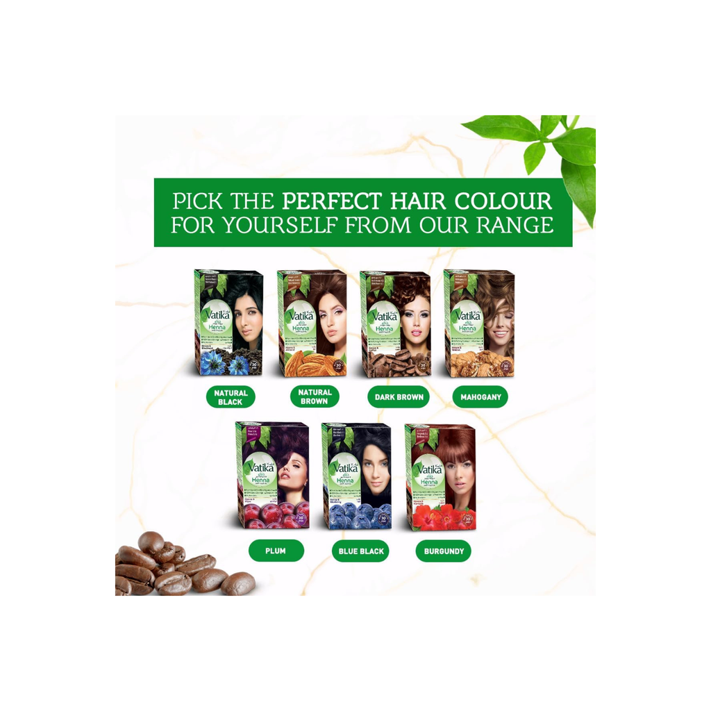 Vatika Naturals Henna - 6x10g | Dark brown Hair Color | Extreme Nourishment & Hydration | Ammonia Free | For Grey Hair