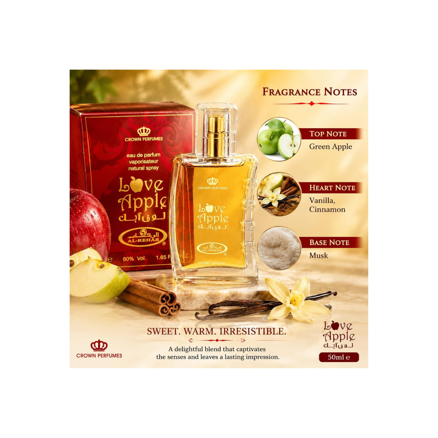 Al Rehab perfumes Love Apple Spray - Eau De Parfum Natural Spray (50ml/1.65fl.oz.) by Al-Rehab