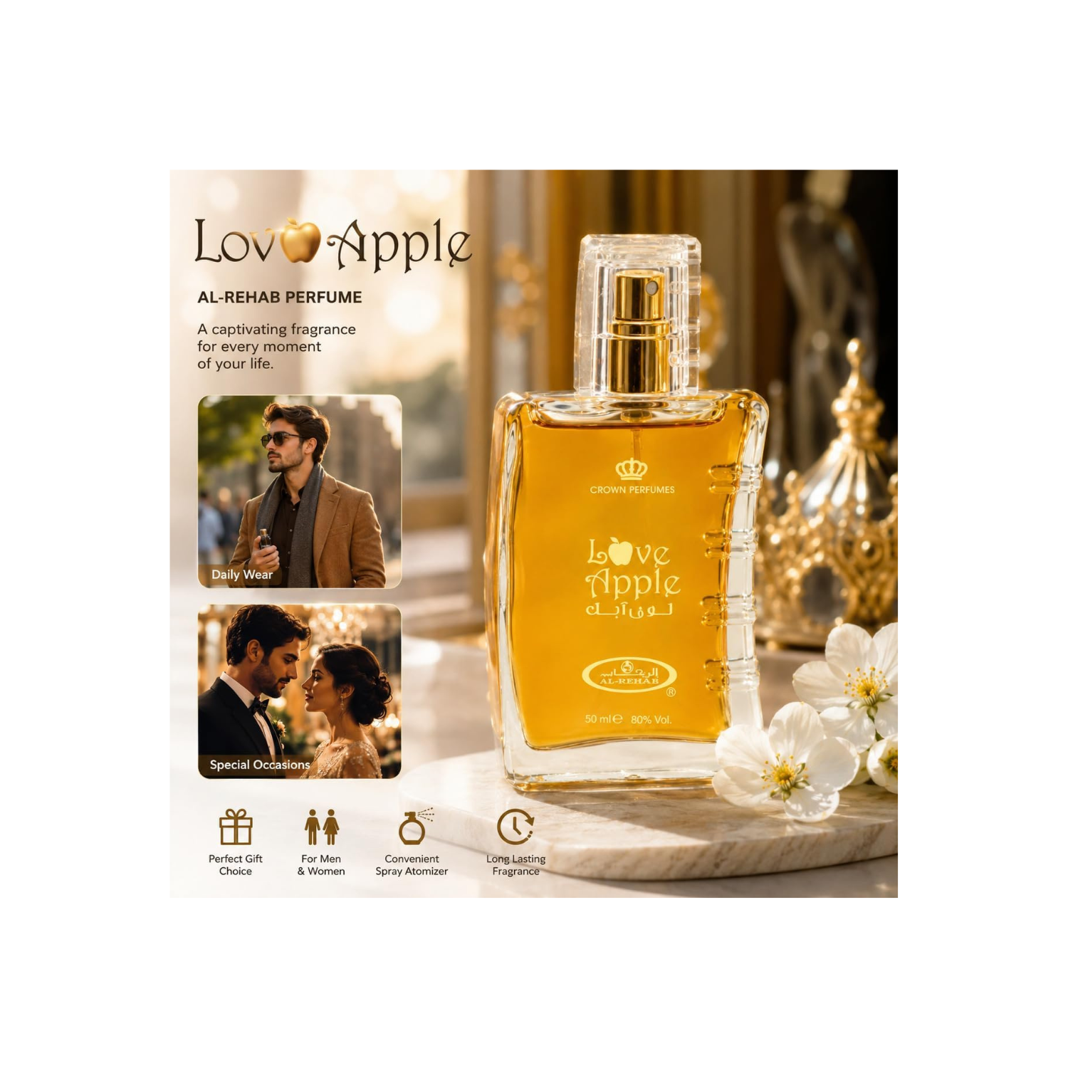 Al Rehab perfumes Love Apple Spray - Eau De Parfum Natural Spray (50ml/1.65fl.oz.) by Al-Rehab