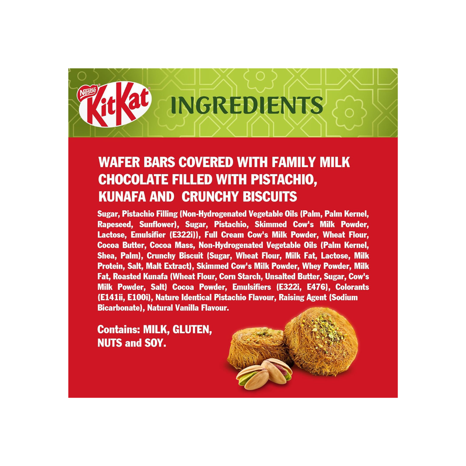 KitKat Chunky in Pistachio Kunafa Chocolate Bar (41g)