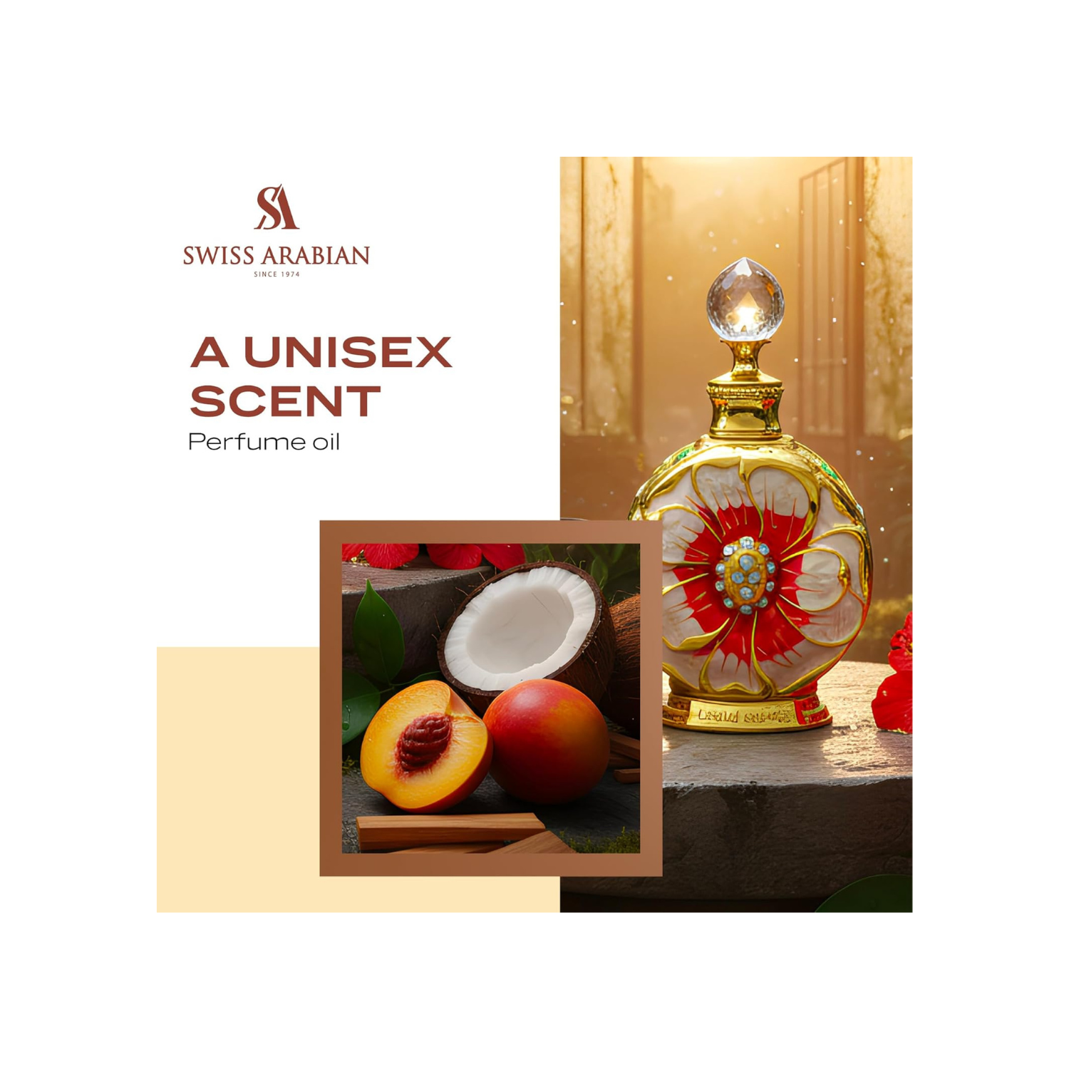 Swiss Arabian Layali Rouge Concentrated Perfume Oil, 15ml, Premium Quality Perfume Oil, Men and Women’s Fragrance, Floral, Fruity, Gourmand Luxurious Blend Perfumes for Women and Men