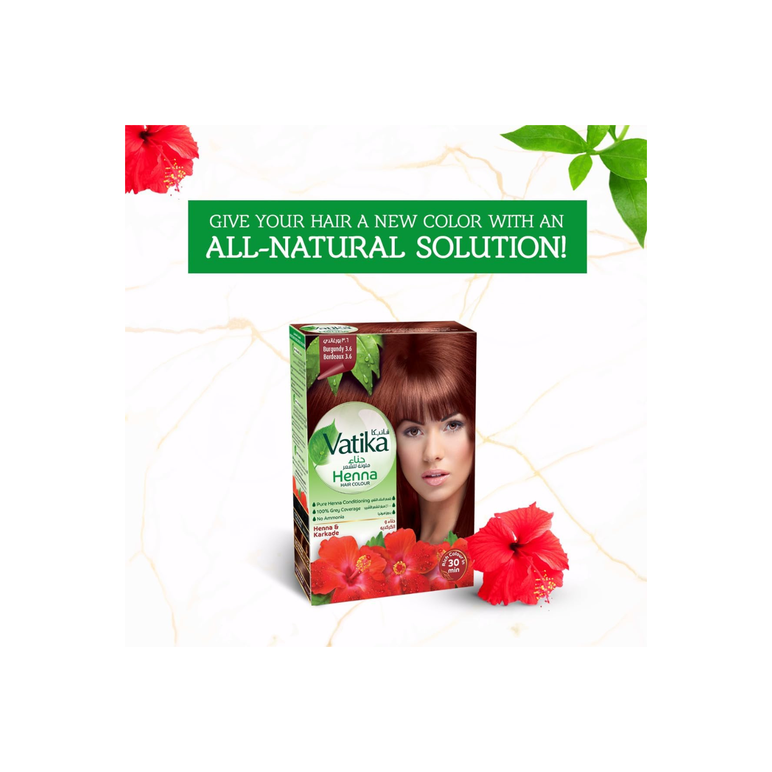 Vatika Naturals Henna Hair Color 6 X 10 g (pack of 2) | Burgundy Color for Healthy & Nourished Hairs | Ammonia Free | For Women