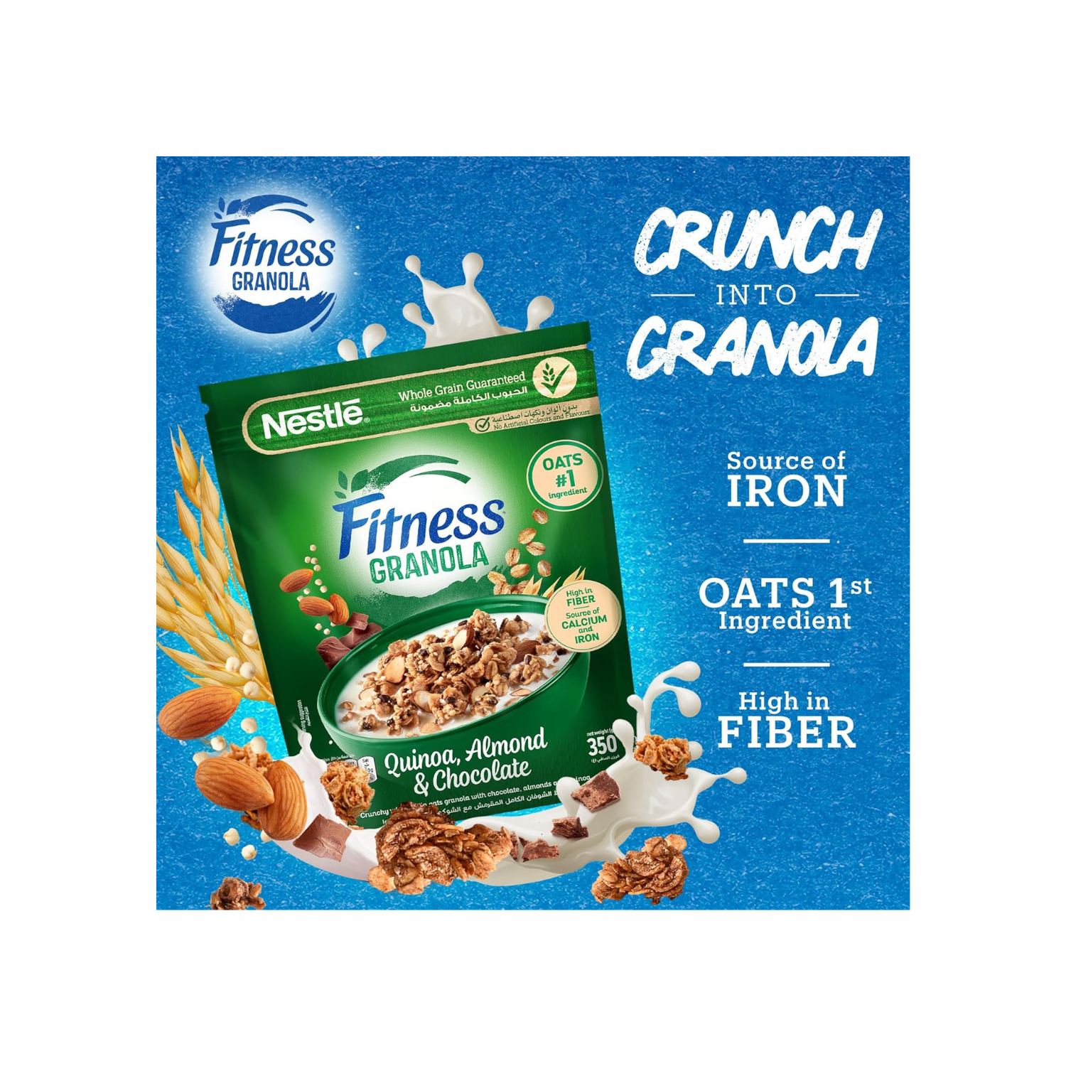 Fitness Nestle Fitness Breakfast Cereal Granola Clusters With Quinoa Almonds & Chocolate 350g