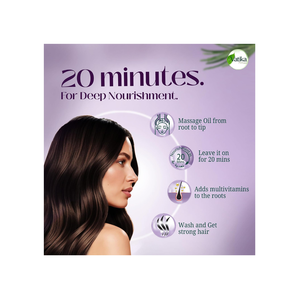 Vatika Naturals Rosemary Oil for Hair Growth 200ml | Infused with Biotin | Promotes Stronger Hair Growth, Prevents Hair Fall | Scalp Nourishment in 20 minutes | No Parabens, Sulphates or Silicones