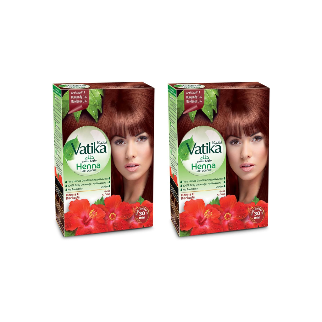 Vatika Naturals Henna Hair Color 6 X 10 g (pack of 2) | Burgundy Color for Healthy & Nourished Hairs | Ammonia Free | For Women