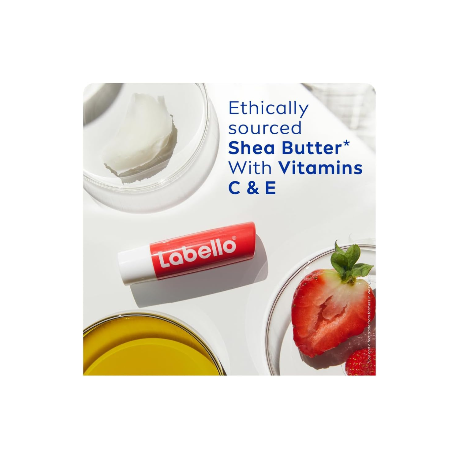 NIVEA LABELLO Lip Balm, Moisturising Lip Care, Strawberry Shine, 4.8g