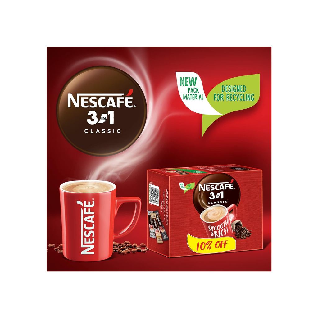 Nescafe 3 in 1 Instant Coffee Mix Sachet, Box of 24 24 x 20g, 20 gm