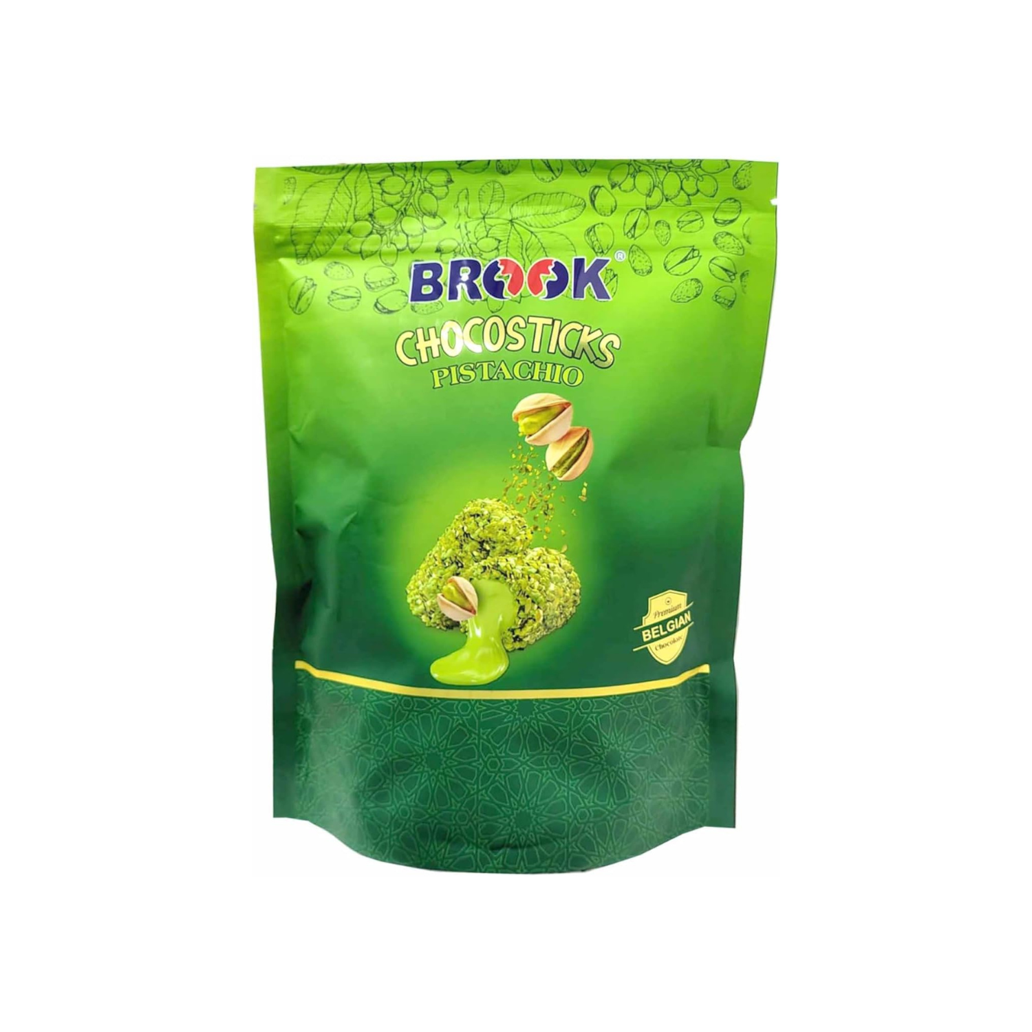 BROOK CHOCOSTICKS PREMIUM BELGIAN CHOCOLATE PISTACHIO 250gm