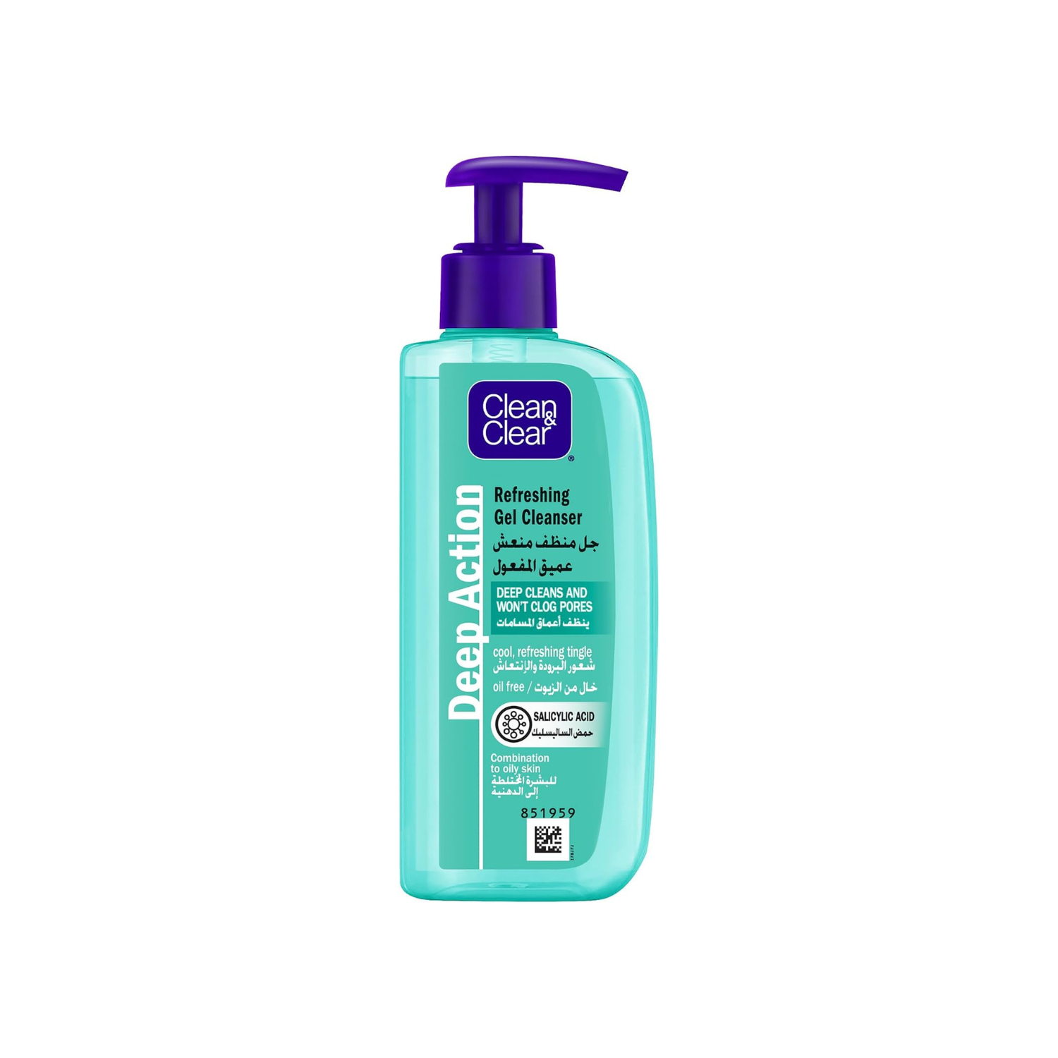 Clean & Clear Deep Action Refreshing Gel Cleanser 150 ml - Oil-Free Foamy Face Wash with Cooling Menthol for Clear, Refreshed, and Healthy-Looking Skin Daily Use