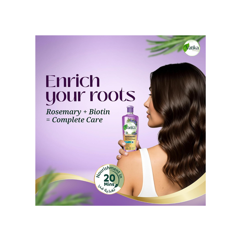 Vatika Naturals Rosemary Oil for Hair Growth 200ml | Infused with Biotin | Promotes Stronger Hair Growth, Prevents Hair Fall | Scalp Nourishment in 20 minutes | No Parabens, Sulphates or Silicones